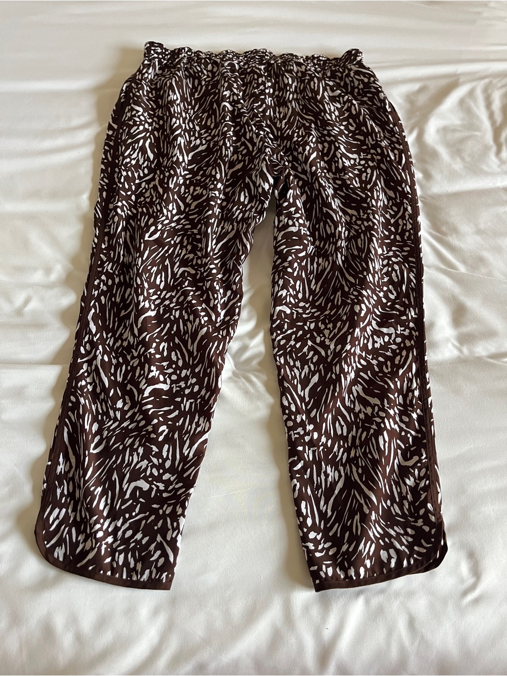 Liz Claiborne PM Brown & White Abstract Print Straight Leg Pants
